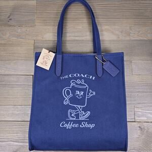 Coach Cafe Lil Miss Jo Coffee Shop Canvas Tote Limited Edition - Deep Blue NWT